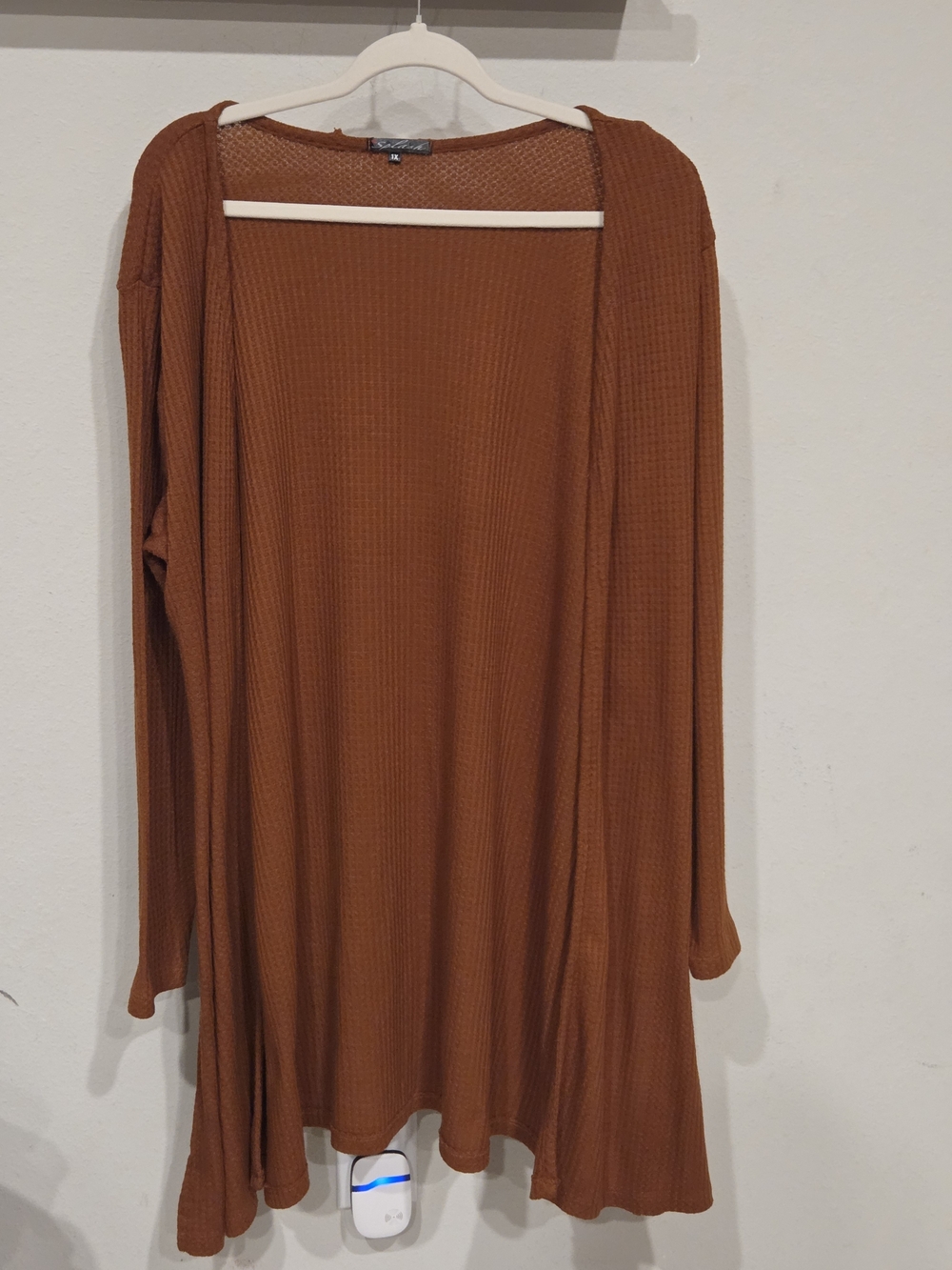 Splash Rust Waffle-Knit Cardigan